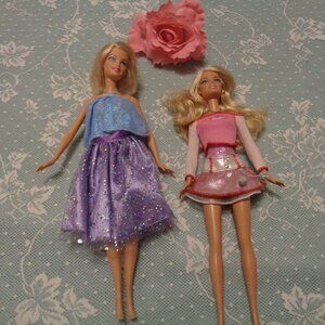 BARBIECORE 2 BARBIES CHEERLEADER & DANCER 1998 HEADS 1 1998 BODY 1 2009 BODY